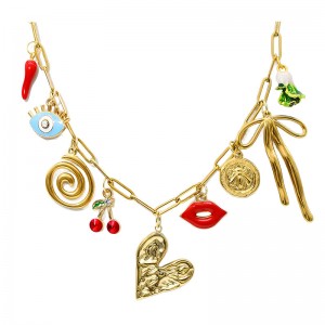 Κολιέ με χρυσή αλυσίδα με συνδετήρα 18 καρατίων Hongde Χειροποίητο DIY Κολιέ με γούρι με αστέρι Sun Moon Star κολιέ Western Ocean Seaside Beach Gold Gold Charm κολιέ για γυναίκες