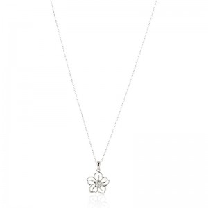 Λεπτό κολιέ με λουλούδια Γνήσιο ή δημιουργημένο κολιέ με λουλούδια Birthstone με αλυσίδα σε ασήμι 18